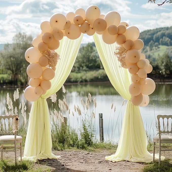 Wokceer Beige Wedding Arch Draping Fabric Backdrop 3 Panels 28.7" X 20FT Sheer - Image 6