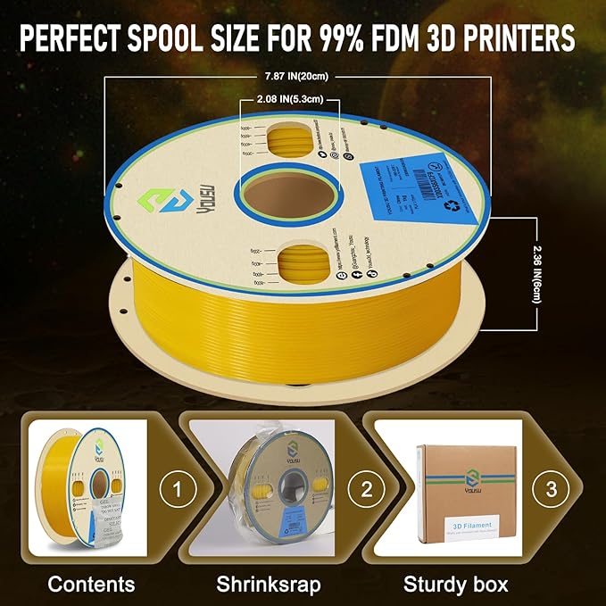 YOUSU 3D Printer Filament 1.75mm PLA Filament Glow in Dark PLA Filament Yellow - Image 6