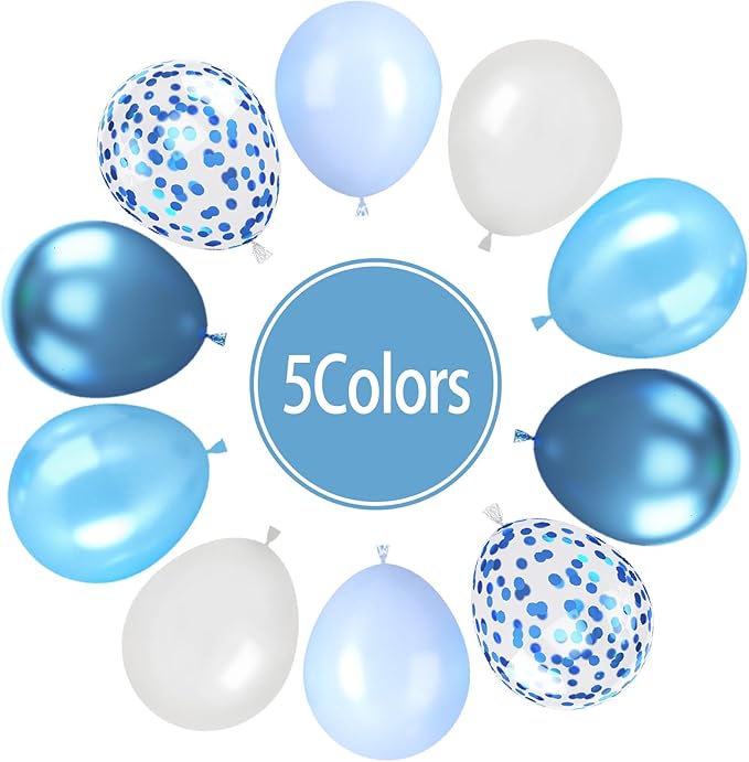 Paready Blue Balloons Set, Baby Blue Confetti Party Balloon - Image 2