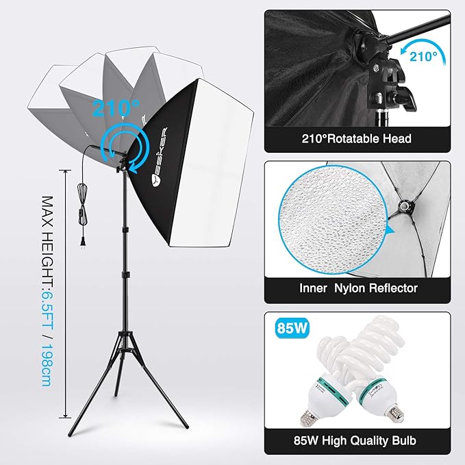 Yesker Photography Lighting Kit 8.5x10ft backdrop Support Equipment System - Image 4