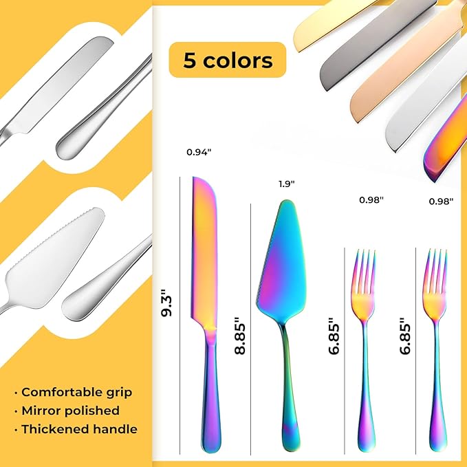 Personalized Wedding Cake Knife and Server Set Stainless Steel Forks Cake - Image 3