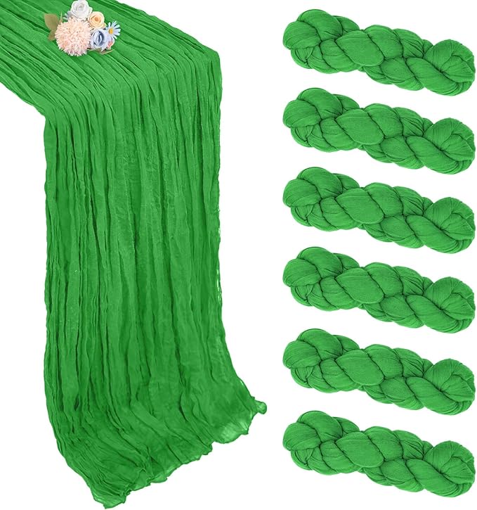 6 Pack Green Cheesecloth Christmas Table Runner 10ft Boho Gauze Fabric Cheese by Pepmily
