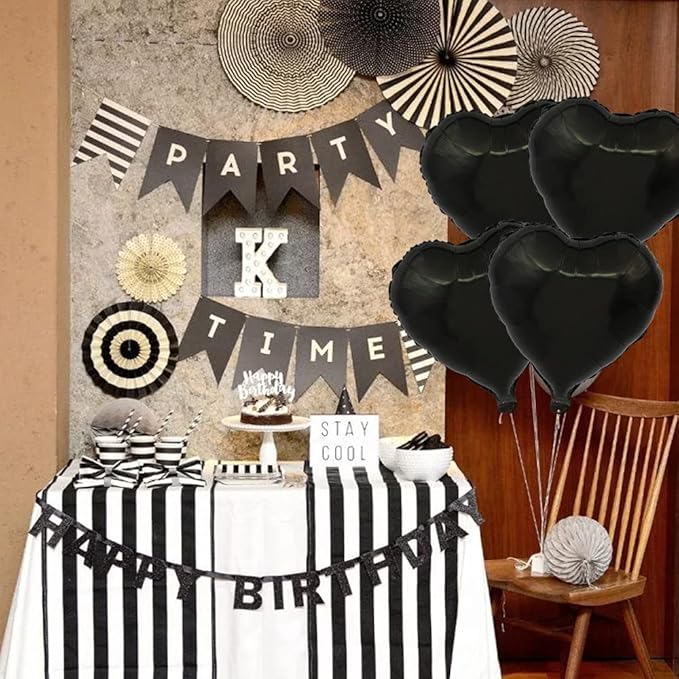 BEISHIDA 30 pcs18inch Black Heart Shape Foil Mylar Balloons - Image 3