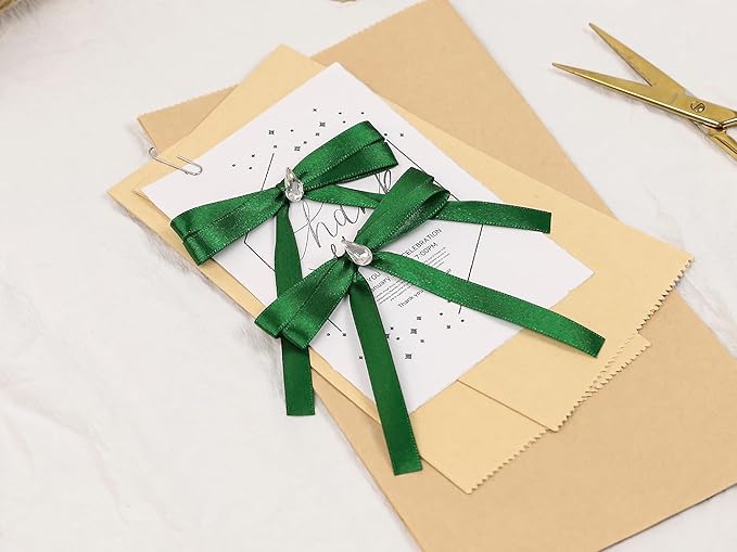 Green Satin Ribbon 3/8 inch X Continuous 100 Yards, Single Face Polyester - Image 7