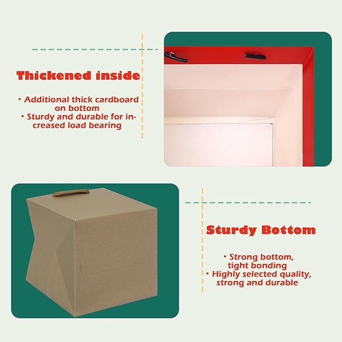 ADIDO EVA Kraft Brown Square Gift Bags Large Size Square Bottom Paper Bags - Image 4