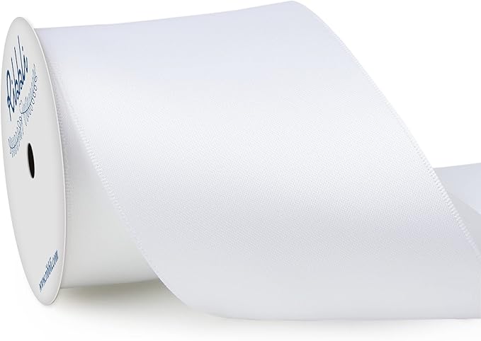 Ribbli White Double Faced Satin Ribbon, 3” x Continuous 10 Yards, Use by Ribbli