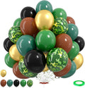 Green Brown Camo Balloons, 12 Inch Dark Green Black Metallic Green Gold by FunHot