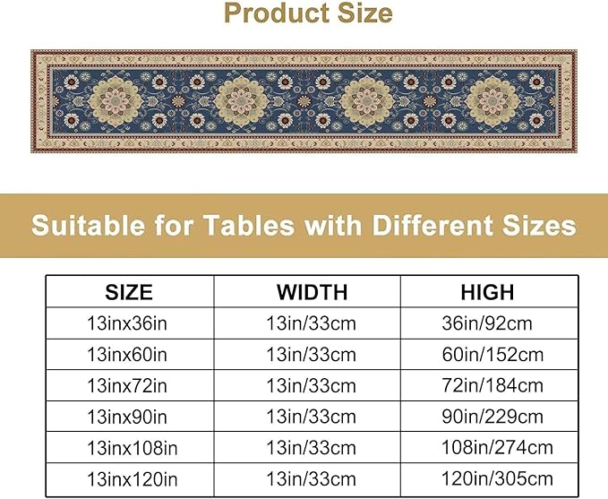 Vintage Boho Floral Table Runner, Elegant Rustic Country Farmhouse Blue Yellow - Image 4