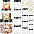 12pcs Plastic Jars with Lids 16 oz & 8 oz & 4 oz, Leakproof Storage Containers by Dlerom