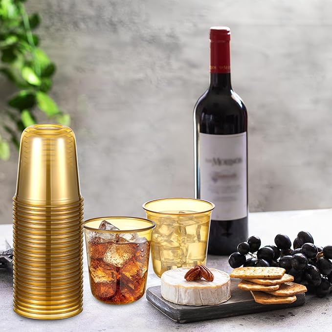 50pcs Disposable Stemless Glasses 12oz Crystal Plastic Wine Glasses Clear - Image 5