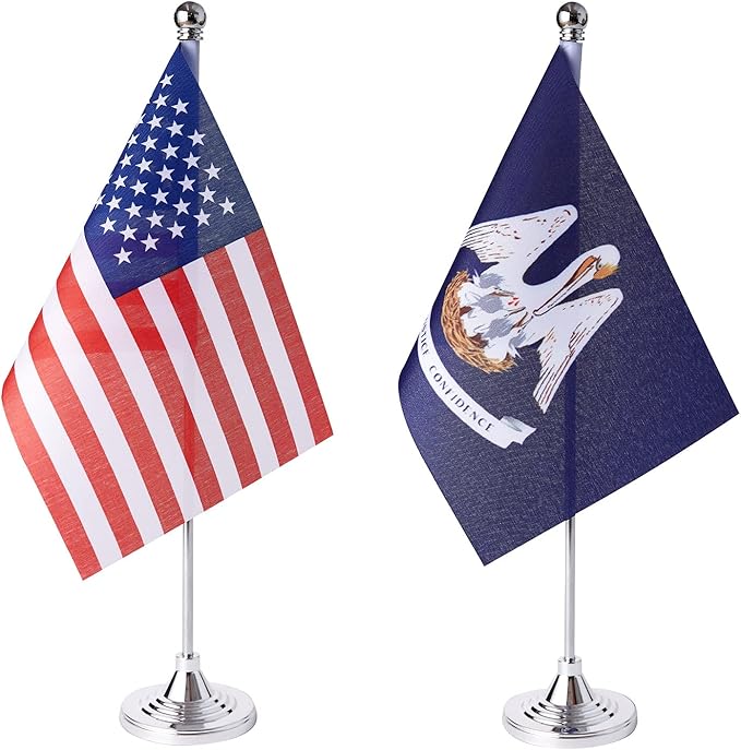 ZXvZYT 2 Pack American US Louisiana flag USA Louisiana LA State table flag by ZXvZYT