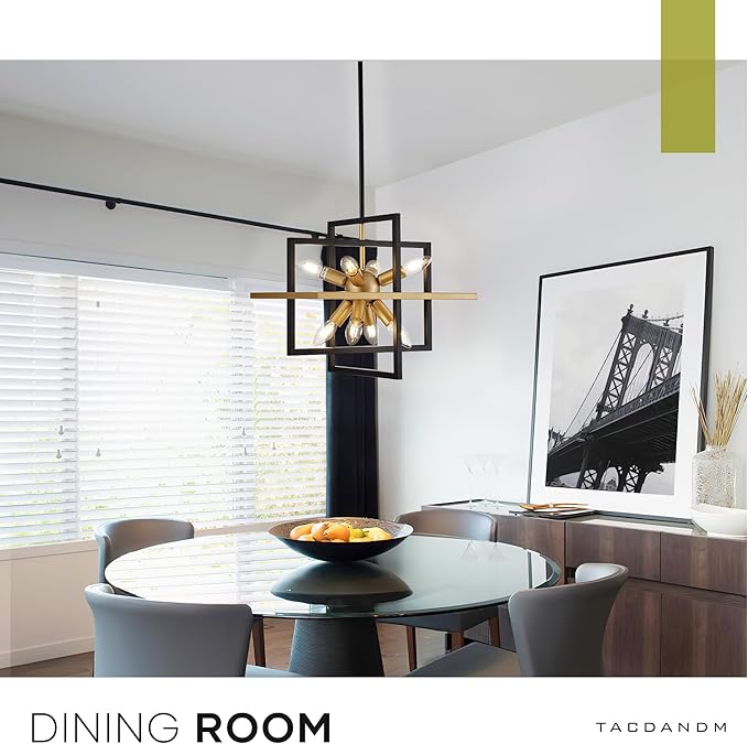 15.8'' Black Gold 8-Light Sputnik Chandelier Modern Industrial Adjustable - Image 6