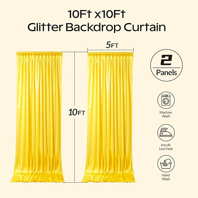 Gold Glitter Backdrop Curtain for Parties Wedding, 10Ft x 10Ft Satin Shimmer - Image 9