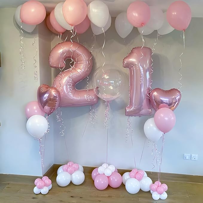 40 Inch Balloon Number 2 Pastel Pink, Large Foil Light Pink Number Balloons Set - Image 6