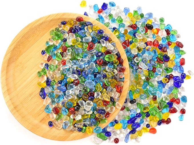 Rainbow Glass Stones, 1Lb/460g Irregular Sea Glass Pebbles Non-Toxic Artificial - Image 7