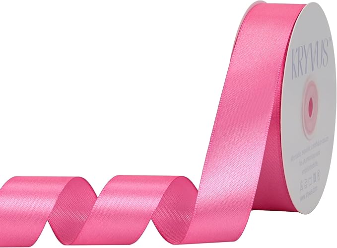 Hot Pink Satin Ribbon 1 inch X Continuous 50 Yards, Single Face Polyester by Kryvusribbon