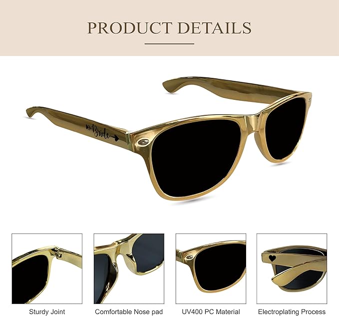 LADY&HOME 10 Pack Bachelorette Sunglasses, Bride Bridesmaid Sunglasses - Image 3