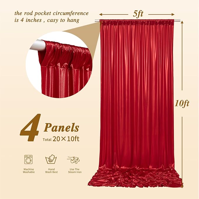 20ftx10ft Red Sequin Backdrop Curtain Panels - Image 5