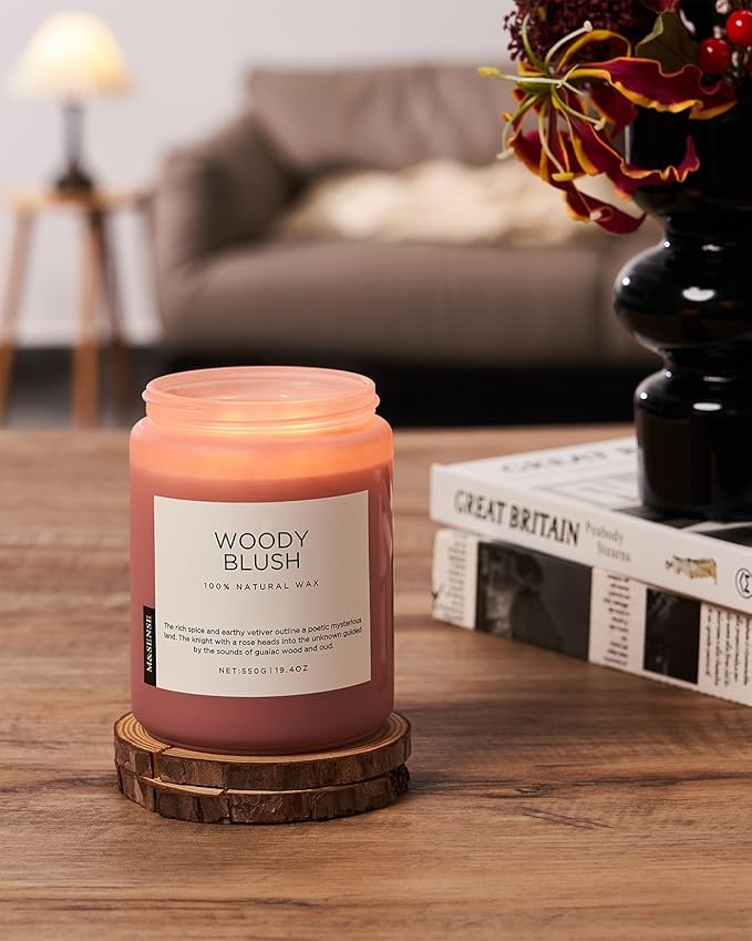 M&SENSE Rose Oud Wood Soy Candles 2 Wick, Large Scented Candles 19.4oz 110 Hour - Image 7