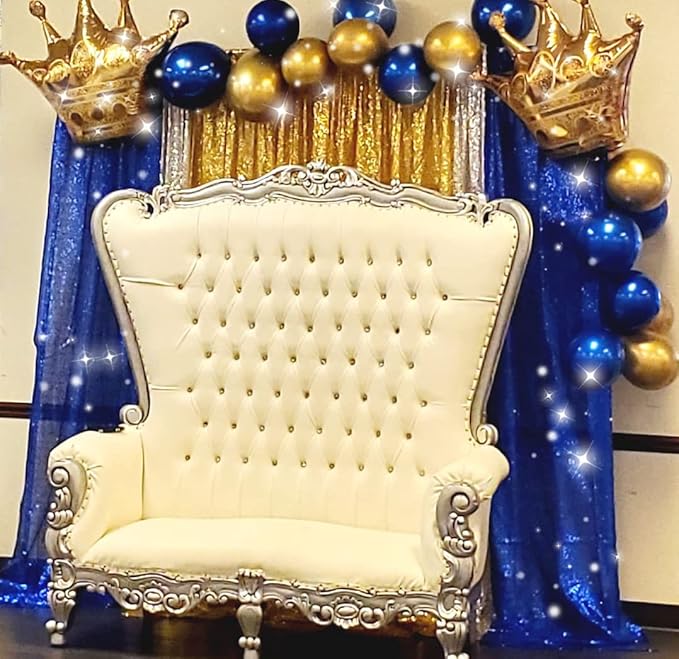Poise3EHome 2Pcs 2Ft x 8Ft Navy Blue Sequin Backdrop Curtain, Memorial Day - Image 7