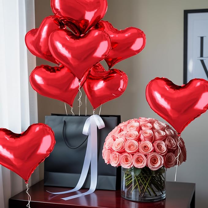 24 Inch Red Heart Balloons, Heart Shaped Valentines Foil Balloons - Image 7