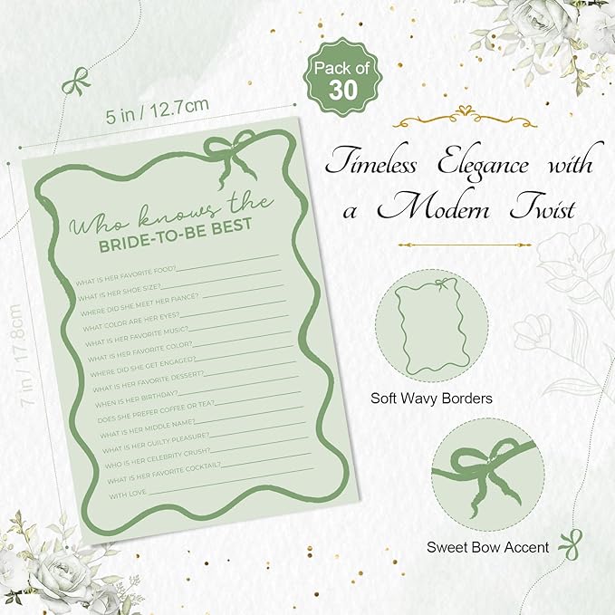 DEEKA 30 PCS Bridal Shower Games Card - Image 2