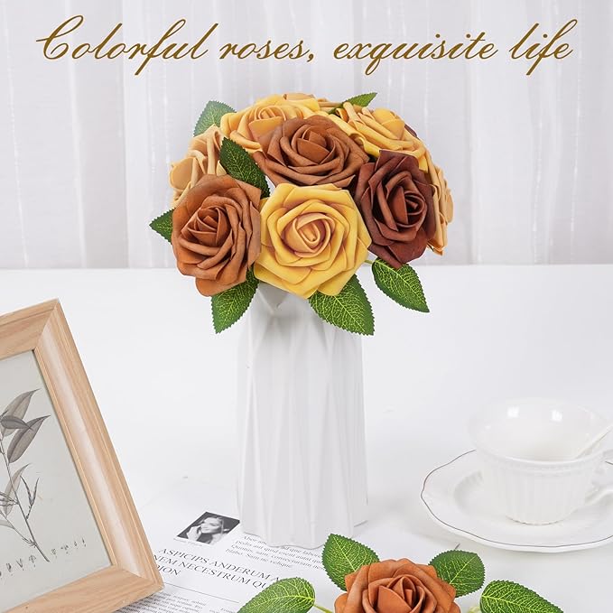 BLEUM CADE 36Pcs Artificial Flowers Fake Roses - Image 5