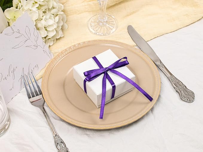 Purple Satin Ribbon 1/4 inch X Continuous 50 Yards, Single Face Polyester - Image 5