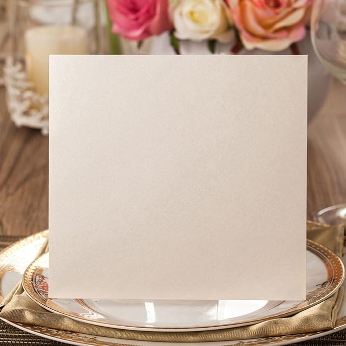 Hosmsua 50PCS Ivory Laser Cut Wedding Invitation Cards - Image 5