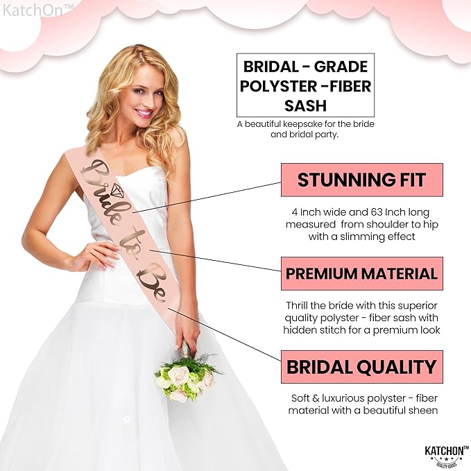 KatchOn, Rose Gold Bride to be Sash and Headband - Image 3