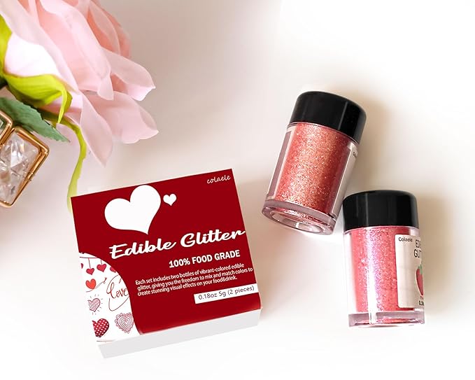 Red Pink Edible Glitter Glimmer Powder - Image 4