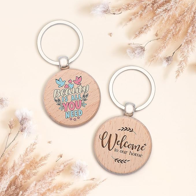 Custom Engraved Wooden Keychain 1-1000Pcs, Personalized Wood Keychains Bulk - Image 2