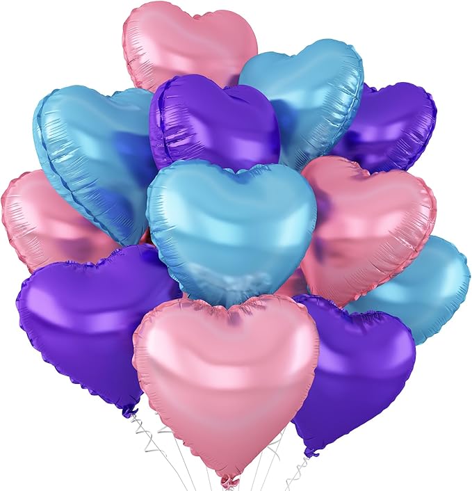 Blue Pink Purple Heart Balloons by Adorely