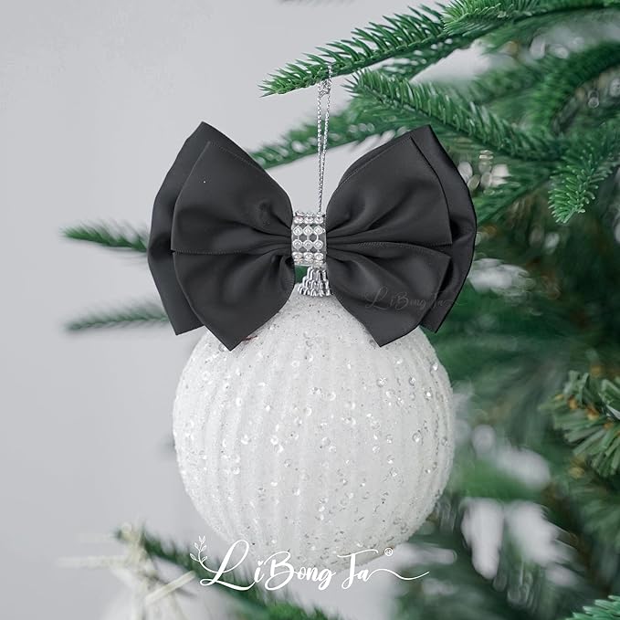 Black Satin Bows 4'' Premade Black Ribbon Bows, Gift Bows - Image 8