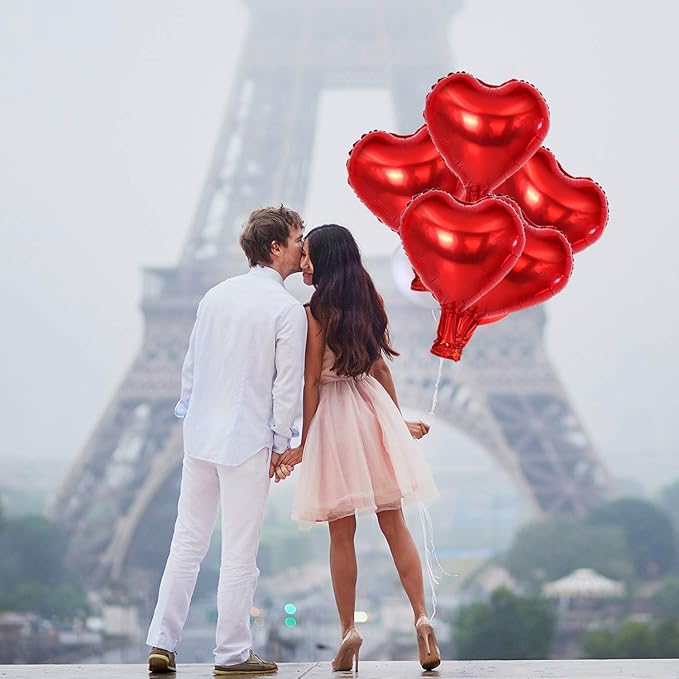 BEISHIDA 50 Pcs 10 Inch Heart Foil Balloons, Heart-Shaped Foil Balloons - Image 3