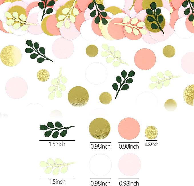 300PC Sage Green Gold Pink Round Dots Confetti - Image 2