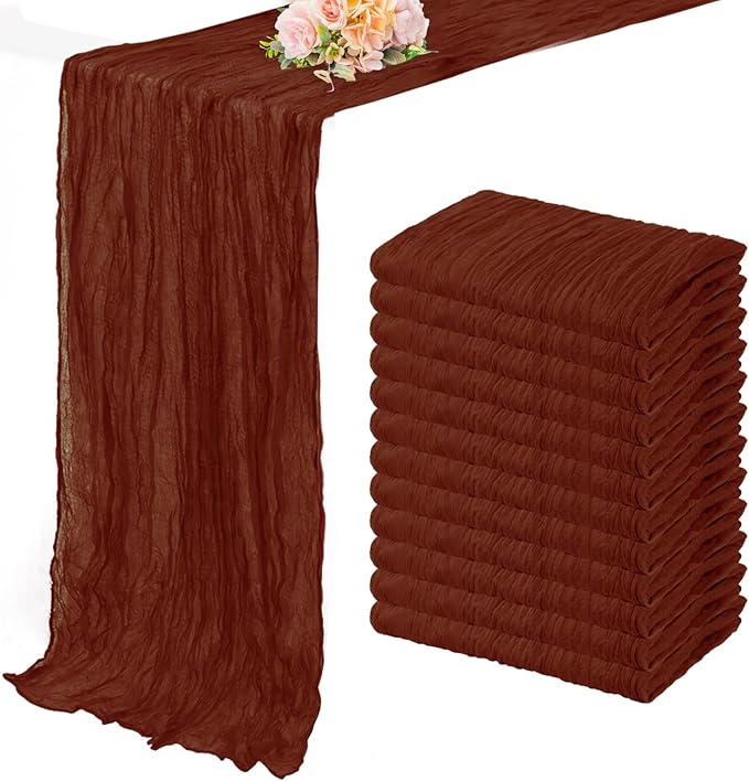 12 Pack Terracotta Cheesecloth Table Runner 10FT Boho Rustic Cheese Cloth Table by FoliafeelHome