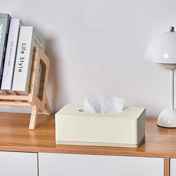 Rectangular Tissue Box Cover for Bathroom, Livingroom, Hand Carved Leather - Image 4