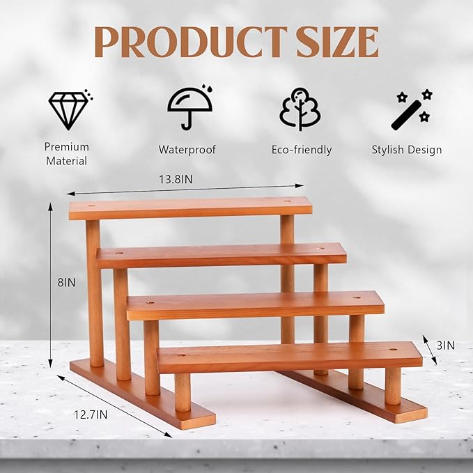 4 Tier Wooden Display Riser Stand Perfume Organizer, Dessert Table Display Set - Image 2