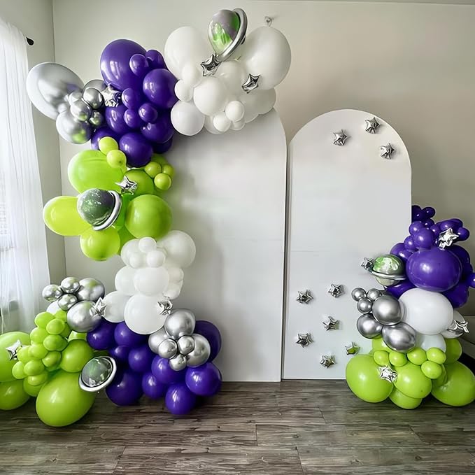 Green Purple White Balloons - Image 3