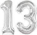 40 Inch Silver 13 Large Number Balloon, 13 31 Silver Birthday Party Decorations by Upgesy