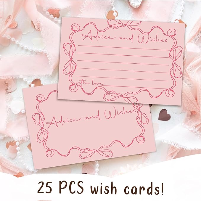 Pink bow Advice and Wishes Cards, Double-sided Blank Cards Suitable - Image 3