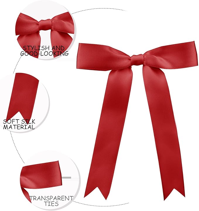 30 Pcs 5x7 Inch Satin Red Bows - Image 2