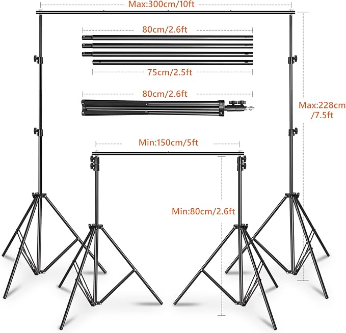 Backdrop Stands, MSKIRA Photo Backdrop Stand Kit 10ft X 7.5ft, Back Drop - Image 3