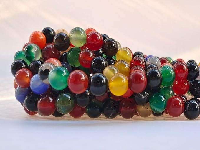 Stone Beads 8mm 100pcs Colorful Agate Beads Round Loose Gemstones Beads - Image 4