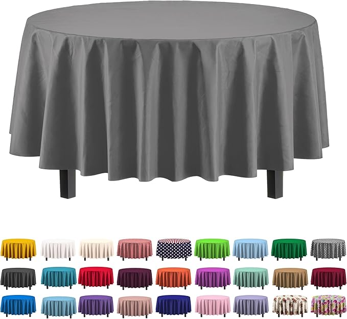 Party Solids 12-Pack Premium Plastic 84-Inch Round Tablecloth by Exquisite