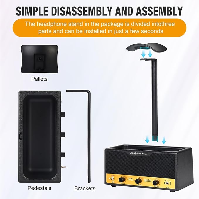 Headphone Stand with Cable Storage, Display Music Lovers' Decorative Items & - Image 7