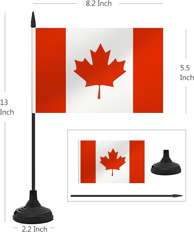 12 Pack Canada Desk Flag Set, Canadian Table Office Flag, Small Miniature - Image 2