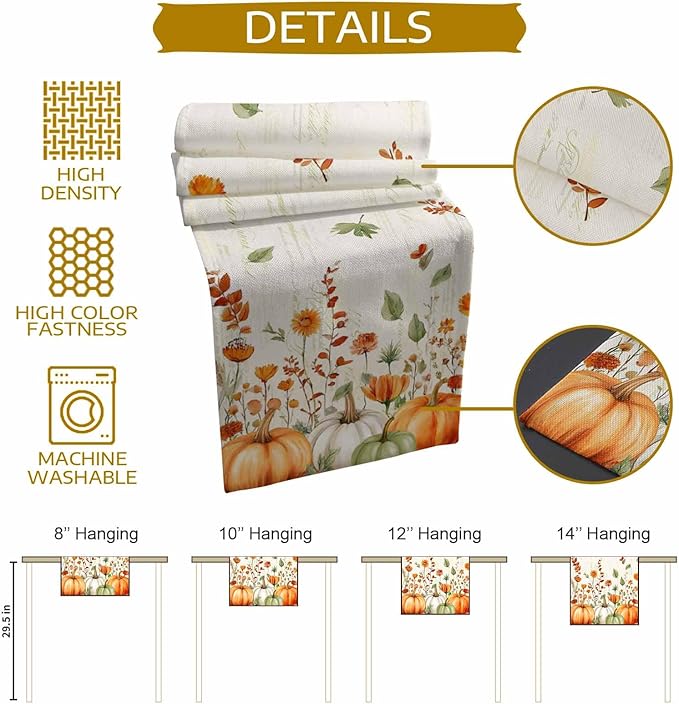 Fall Wildflowers Cotton Linen Table Runner - Image 5