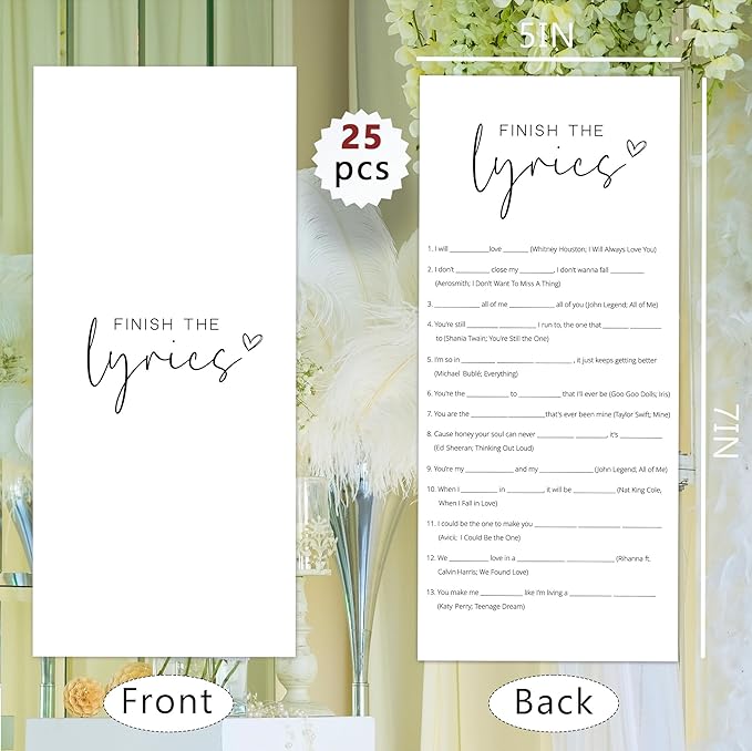 Bridal Shower Games, Finish the Lyrics, Wedding Shower Games - Image 2
